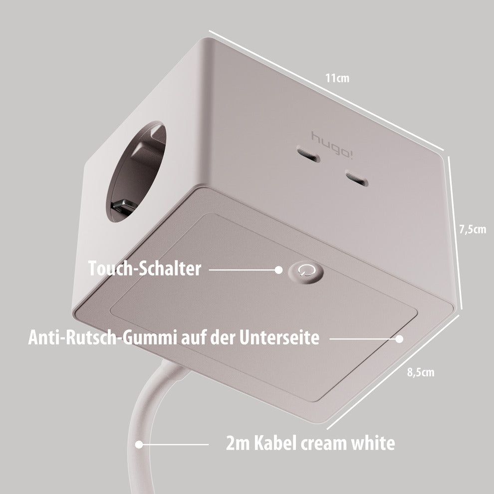 Brennenstuhl Hugo! ONE 2nd Gen. Steckdosenwürfel, USB C 20W PD, Wireless Charger