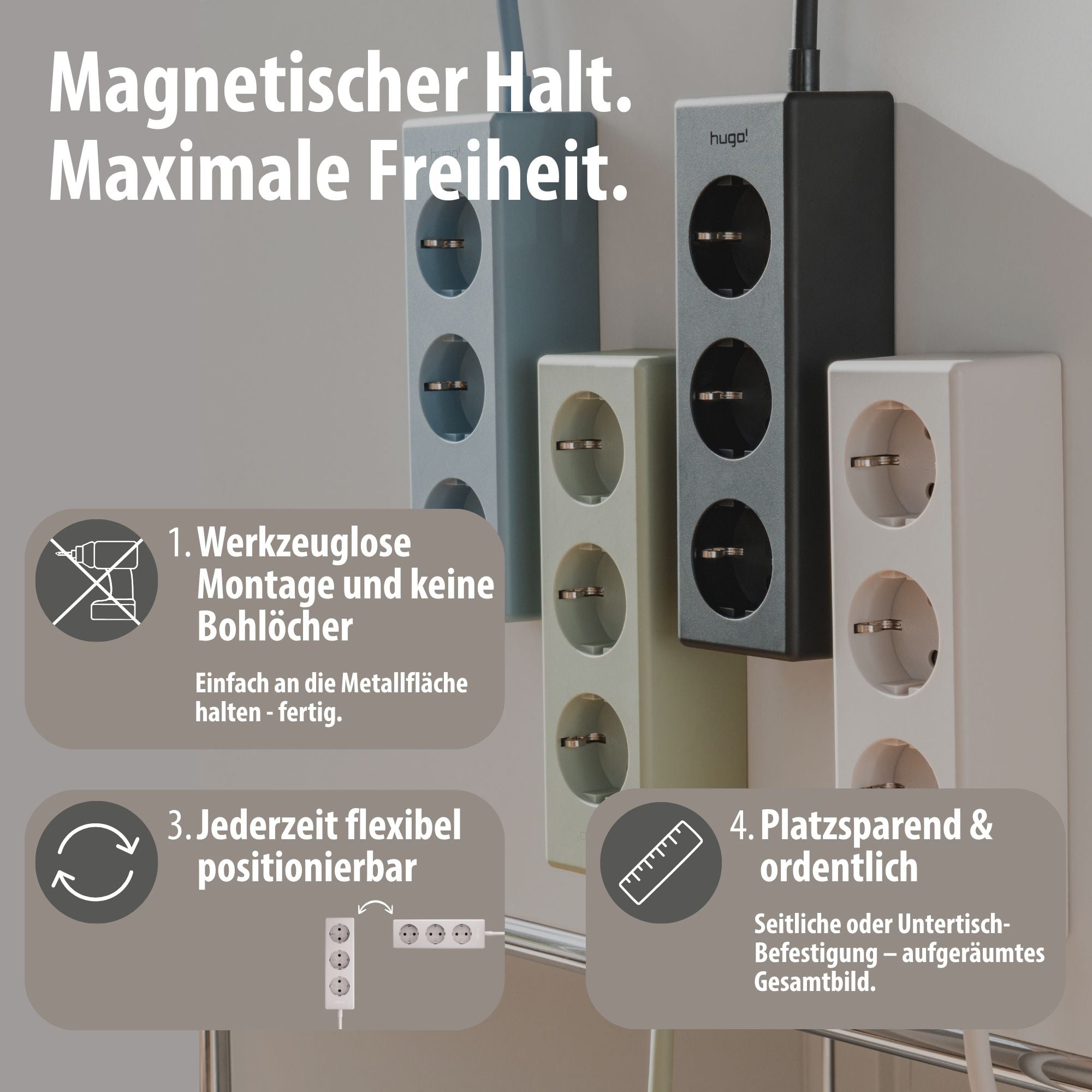 hugo! MAGNETIC Steckdosenleiste