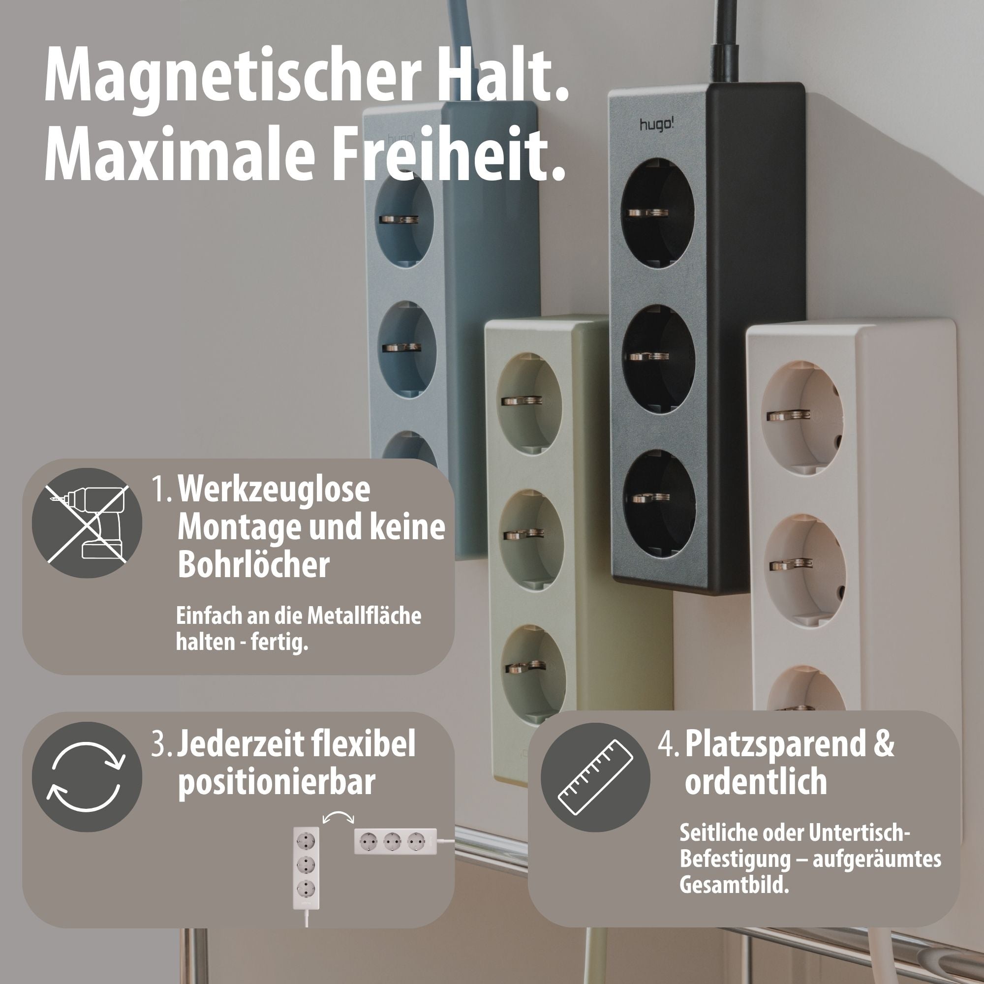 hugo! MAGNETIC Steckdosenleiste