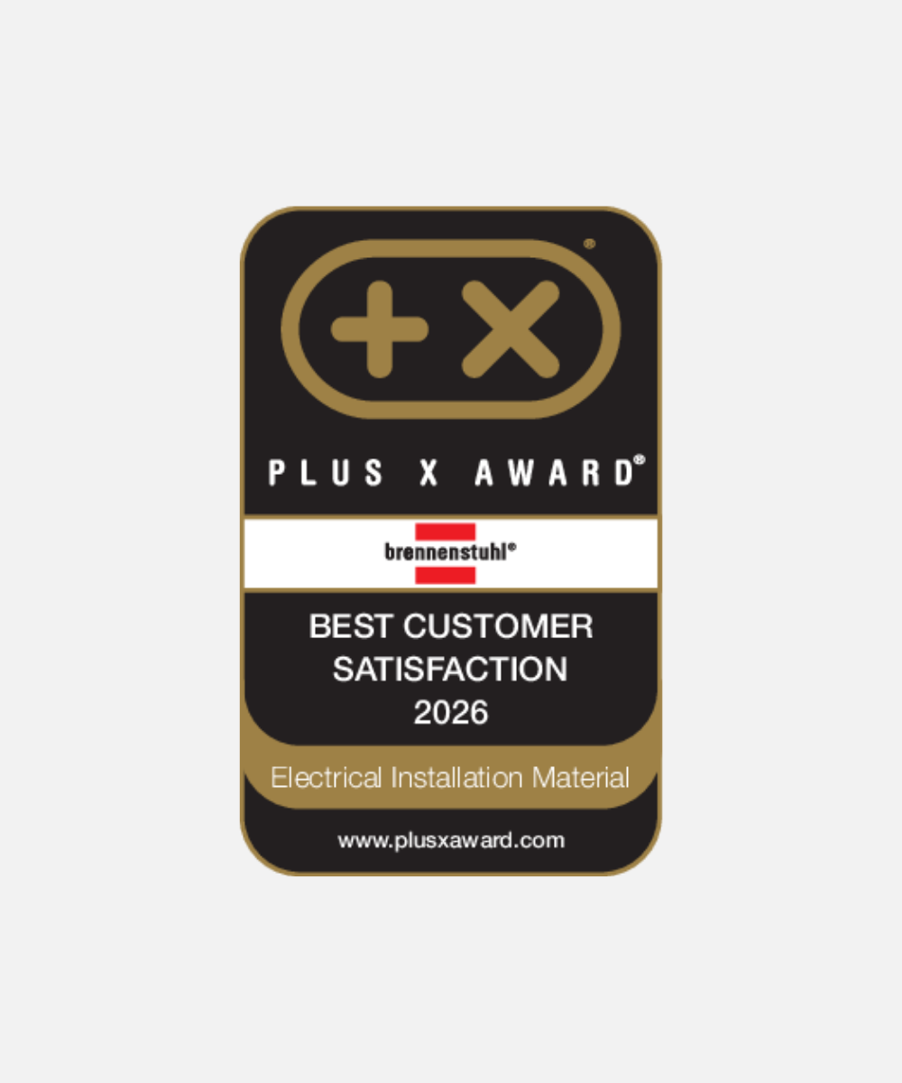 PLUS X AWARD Auszeichnung für brennenstuhl zur Kundenzufriedenheit 2026.