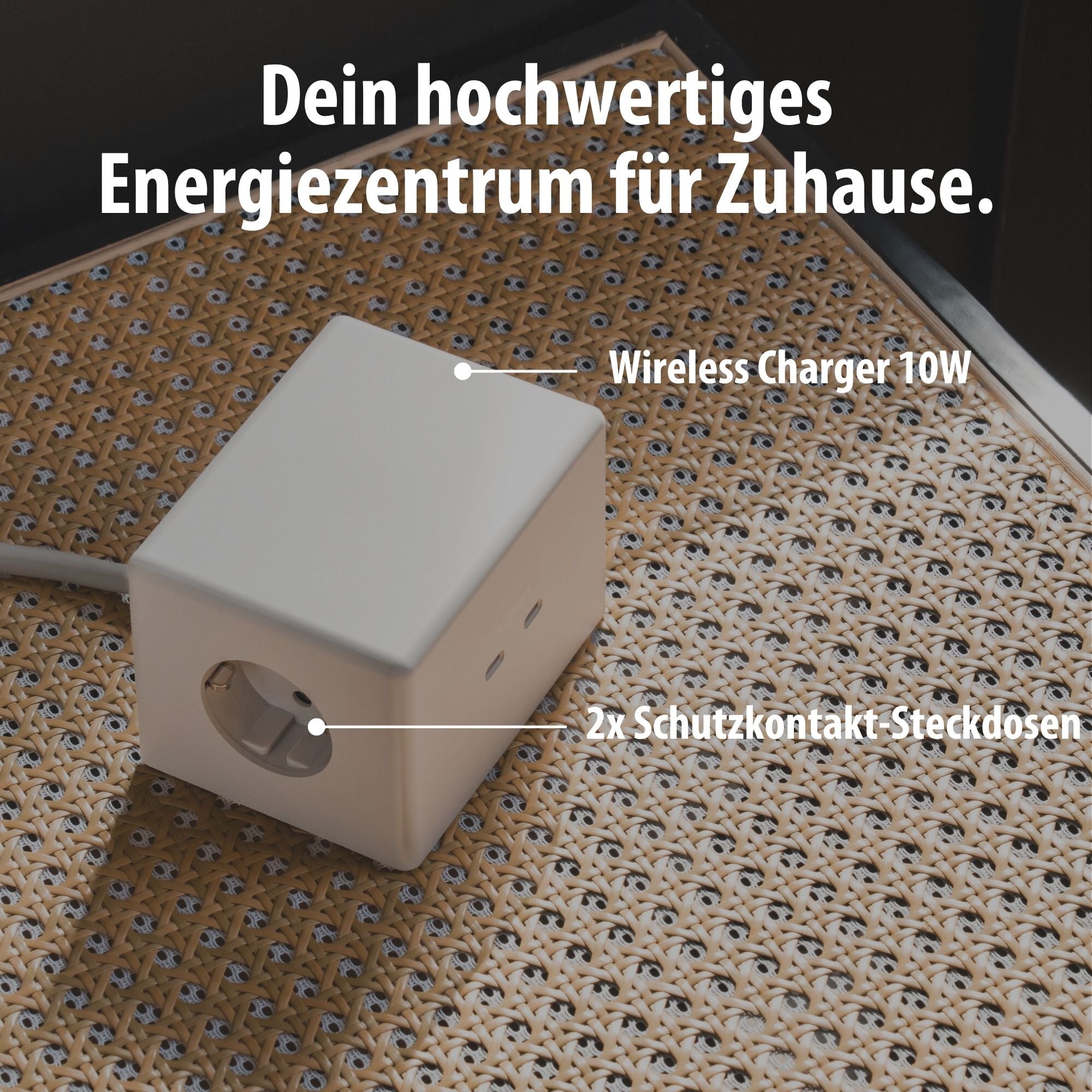 Brennenstuhl Hugo! ONE 2nd Gen. Steckdosenwürfel, USB C 20W PD, Wireless Charger
